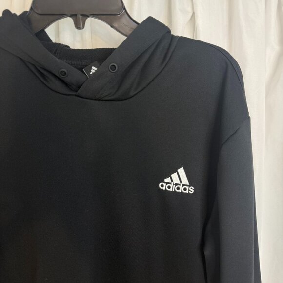 Adidas Black Pullover Hoodie Sweatshirt Mens Large Kangaroo Pocket - Picture 3 of 10